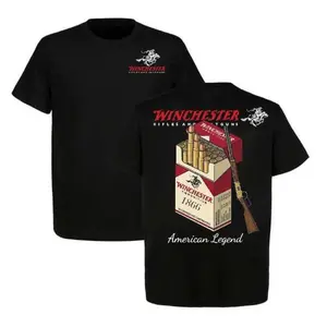 Winchester Men's T-Shirt, American Legend, 1866 AmmoBox Graphic, Lever Action Rifle Print, Vintage HuntingApparel, Gun Enthusiast Gift, Cotton Short Sleeve, CowboyWestern Style tees quarter zip men lemon demon clothes gorlock destroyer amiri tshirt