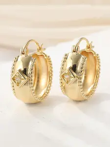 Fashion Luxury Geometric Round Hoop Earrings Fashionable Huggie Earrings with Synthetic Zircon, Elegant Women's Jewelry for Daily Wear and Vacation, Perfect Gift