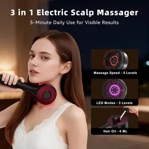 3-in-1 Silicone Cordless Lightweight Smart Scalp Massager Comb - IPX7 Waterproof Hair Care Oil Applicator Brush, Fast Charging, Home & Office Use, Stress Relief Ideal Gift, Water Proof