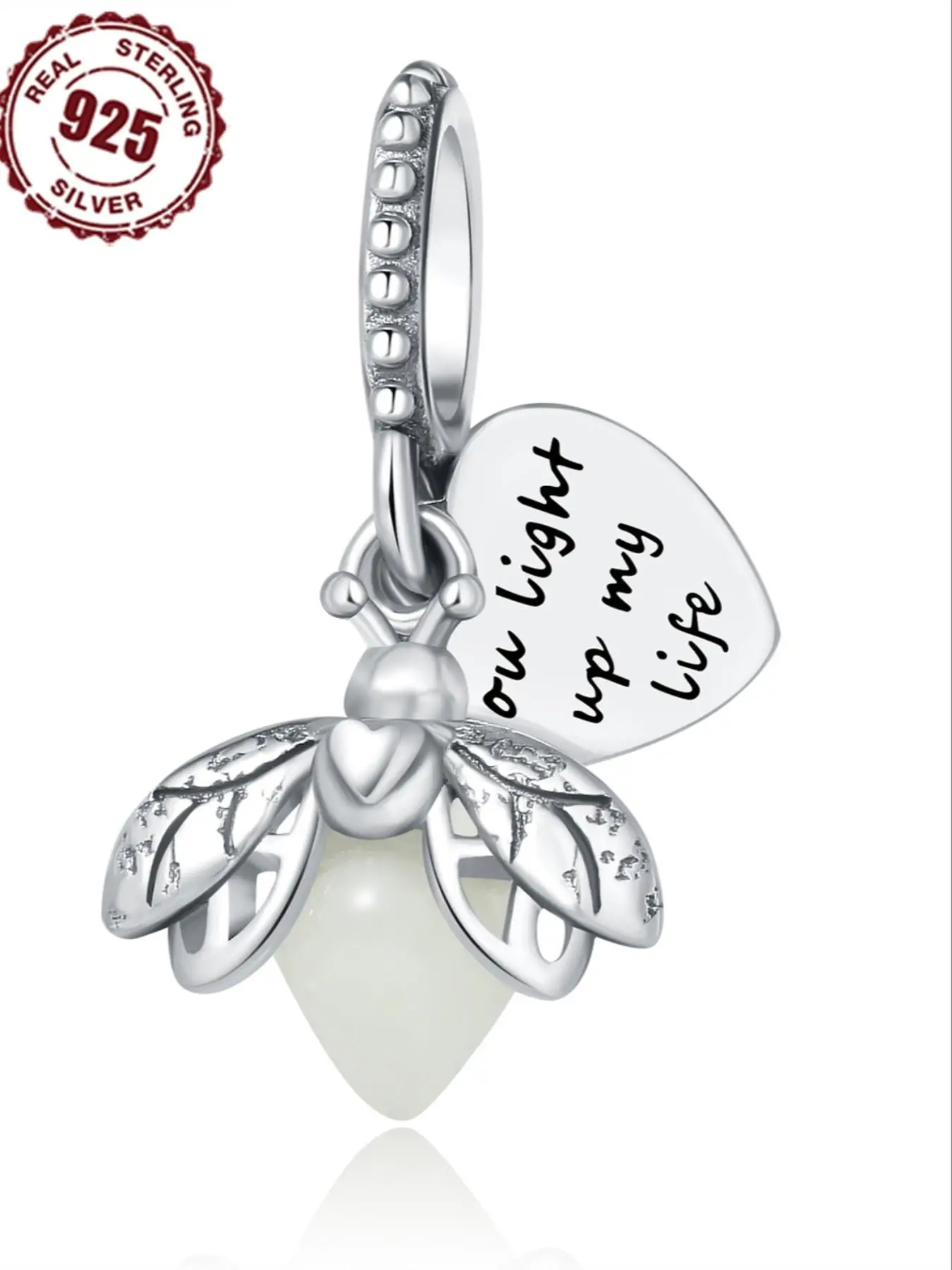 S925 Sterling Silver Firefly Design Pendant, Luminous Insect Design Pendant, Fashionable Jewelry Accessories for Women & Girls, Trendy All-match & Exq