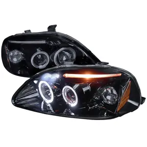 1996-1998 Honda Civic Dual Halo Projector Headlights (Glossy Black Housing/Smoked Lens) 1996-1998 Honda Civic Dual Halo Projector Headlights (Glossy Black Housing/Smoked Lens)