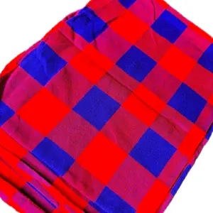 Maasai Shuka Throw Blanket Wrap - Vibrant Red & Blue Checkered Design for Cozy Comfort