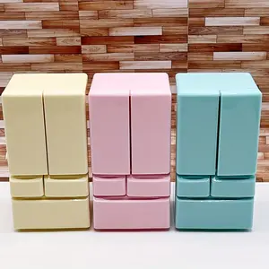 1pc Miniature Refrigerator for Dollhouse Kitchen - Plastic, No Electricity Needed, Featherless, Realistic Two-Door Design with Colorful Finishes