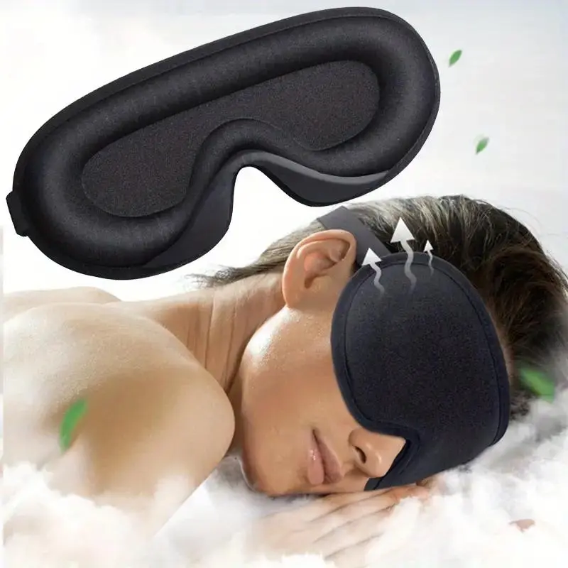 3D Memory Foam Silk Sleep Eye Mask, Sleeping Eye Mask, Light-blocking and Breathable Silky Sleep Eye Mask for Women Men Travel, Portable Eye Mask, Lightweight 3D Sleep Mask, Black, Night Mask