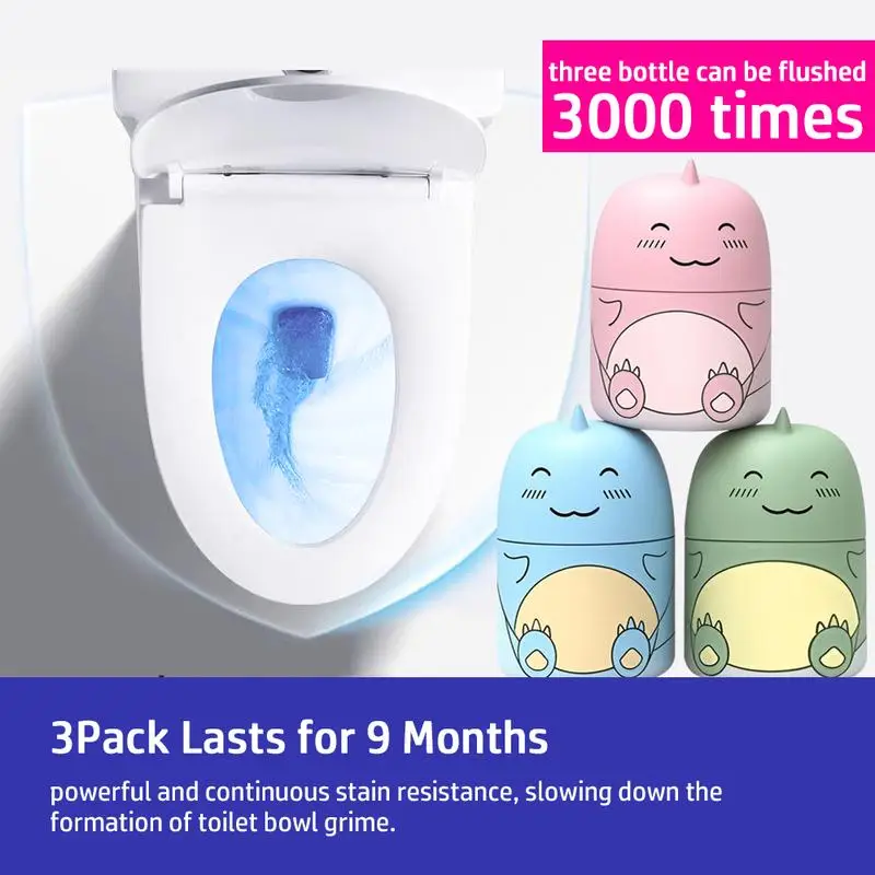 [Buy one get three]Toilet Bowl Cleaner Bottle, Cute Dinosaur-Shaped Bathroom Toilet Tank Cleaner with Ocean, Jasmine, and Peach Scent