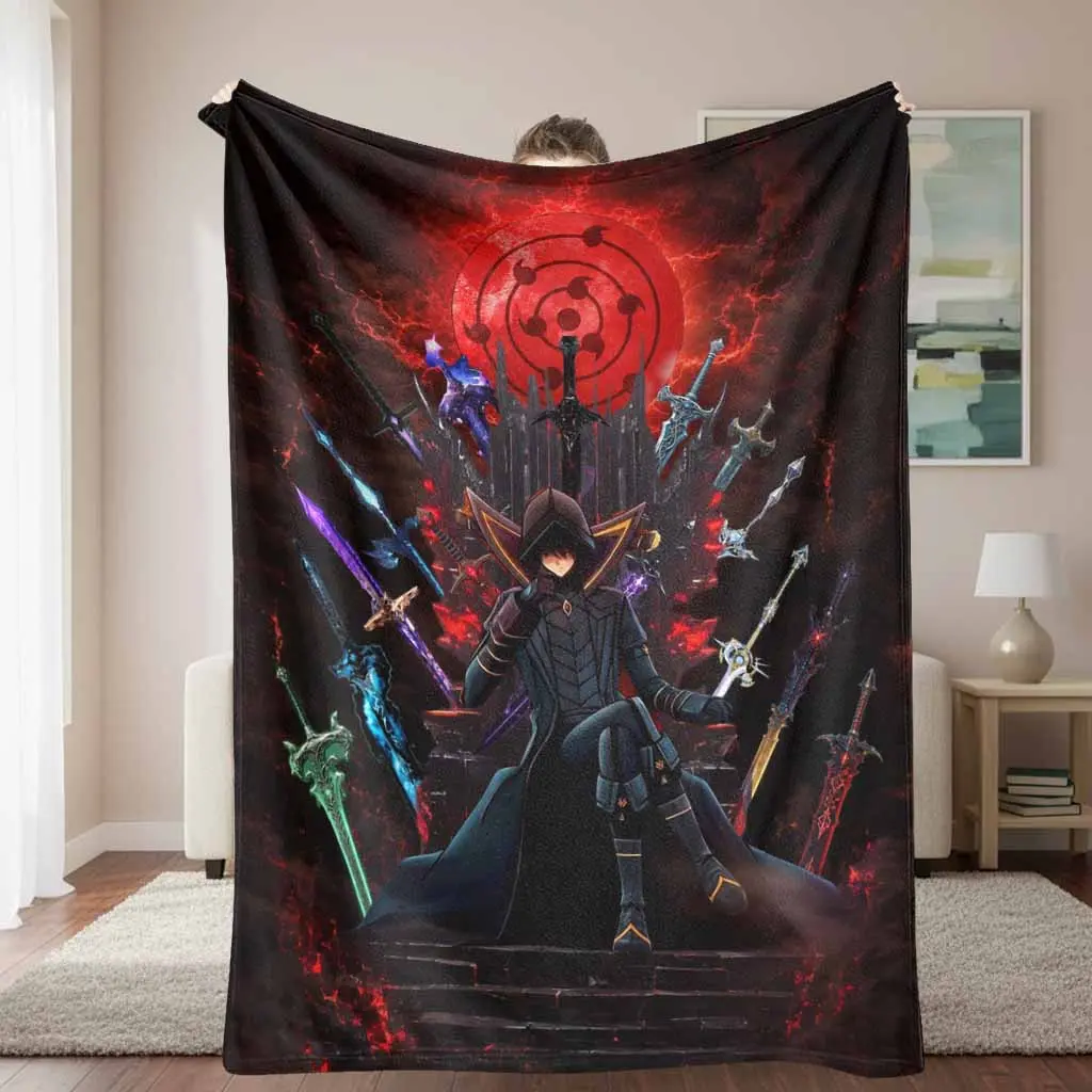 Dark Fantasy Warrior Flannel Throw Blanket, Mysterious Sword Master Print, Super Soft Lightweight Plush Breathable Material, Stylish Aesthetic Design, Cozy Warm for Living Room Bedding, Ideal Holiday Birthday Gift