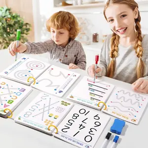 Erasable Writing Practice Book Set, Includes 4 Pens + 1 Eraser + 1 Ring Binder, Early Education Pen Control Training