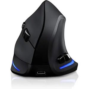 , 2.4G  Vertical Optical  with Adjustable Sensitivity (1000/1600/2400 DPI), 6 Buttons for PC, Desktop, Laptop, Notebook (Black)