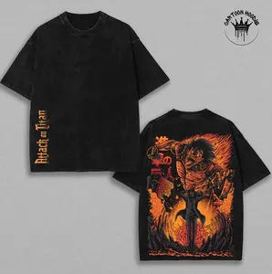 Eren Yeager - ATTACK ON TITAN - AOT Rare Ver 2 Unisex Oversize Anime Manga Washed Heavyweight Cotton T-shirt, Hoodie Wash Gift For Anime Fan, Anime Lover Hoodies Back