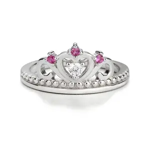 Sterling Silver Tiara Baby Ring with CZs for Kids