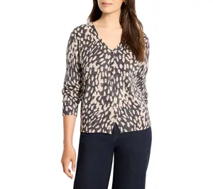 NIC+ZOE Wild Dot Buttoned Up Pullover Sweater