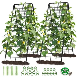 Lilypelle Heavy Duty Adjustable A-Frame Cucumber Trellis for Climbing Plants,59"x19"Metal mesh Design,Rust-Proof and UV-Resistant，Garden Trellis for Cucumber Beans and Vine Type Plants