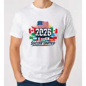 Men's 2026 Soccer United Flag Graphic Athletic T-Shirt, Short Sleeve Sports Tee