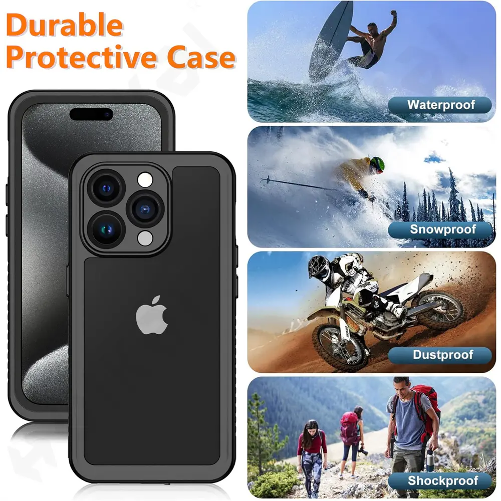 Fin IP68 Shellbox Waterproof Case For iPhone 17 16 15 14 13 12 11 Pro Max XR XS Plus 8  Metal Aluminum Swimming Phone Luxury Cover