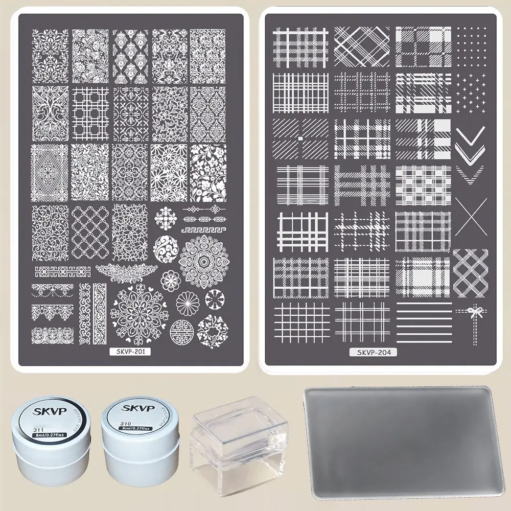 Full Kit for Nail Art Transfers, Nail Art Transfer Plate Set, Complete Nail Design Tools, DIY Nails Art, Manicure Nail Art, Nail Art Accessories, Ideal for Nail Enthusiasts, Professional Grade