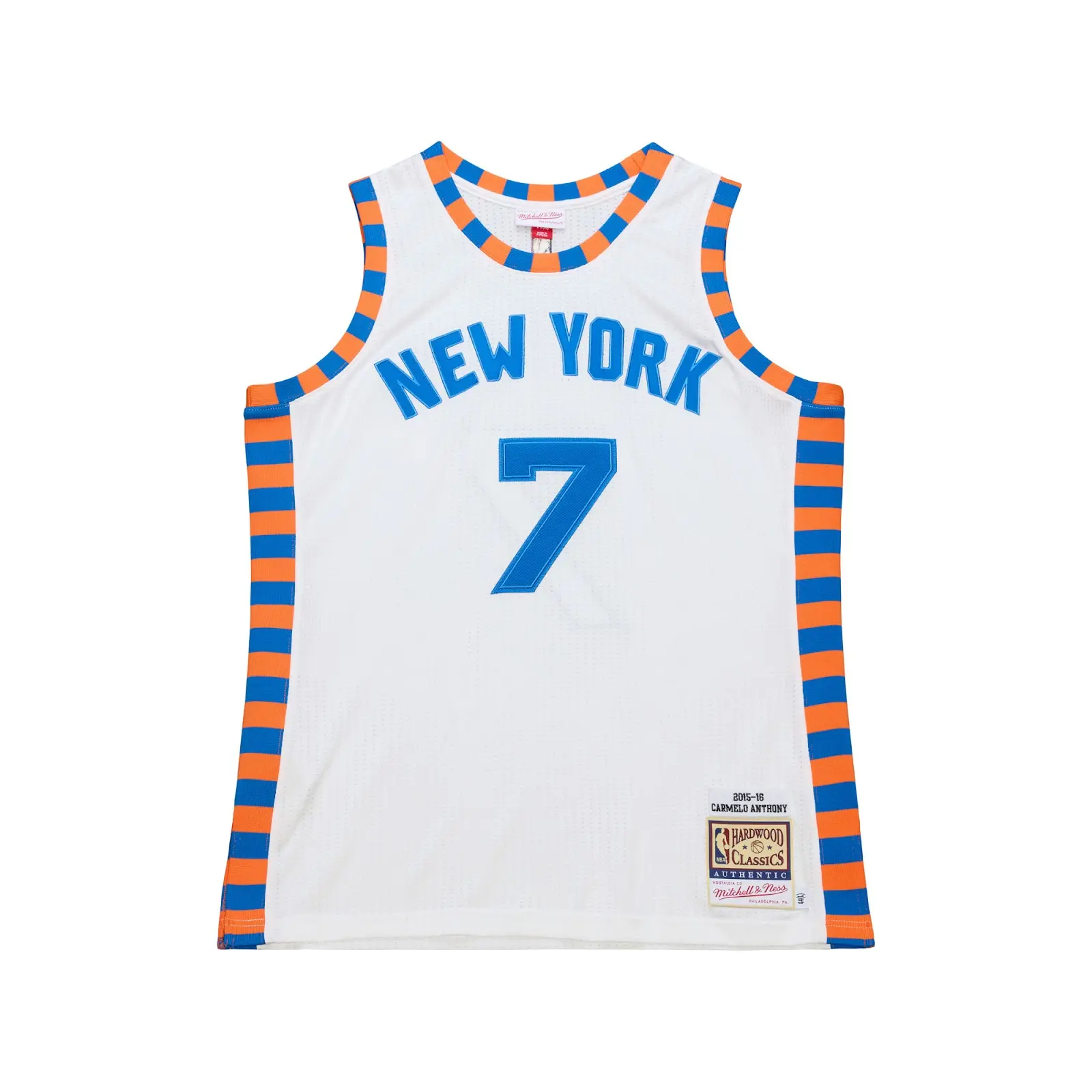 Carmelo Anthony New York Knicks 2015-16 White Authentic Jersey - Mitchell & Ness NBA Throwback, 10s Retro Basketball Jersey