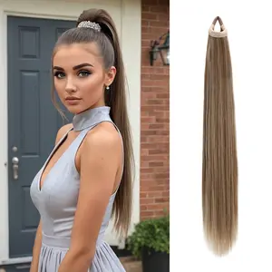 Hair Extension Claw Ponytail Long Straight Ponytail Exension 28 inch Versatile Elastic Band  Ponytail in Hair Extensions For Women Fluffy Natural Looking Synthetic Hairpiece for Daily Use Easy To go