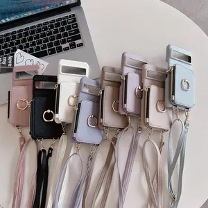 Fashion Phone Case Cover with Card Holder & Adjustable Strap, Shockproof Phone Wallet, Phone Accessories Compatible with Pixel 9 8 7 Pro