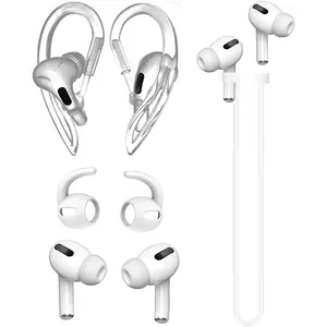 X-HPS07   [Never Lose Your Air Pods Pro] Anti Slip Set, Sport Ear Hook Compatible with Air Pods Pro + Air Pods Pro Earbuds Ear Hooks Cover + Strap Compatible with Air Pods Pro [3in1] (White)