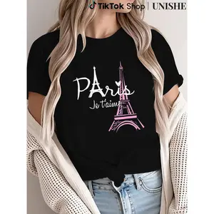 Unisex Casual Tee with Iconic Paris Eiffel Tower Print