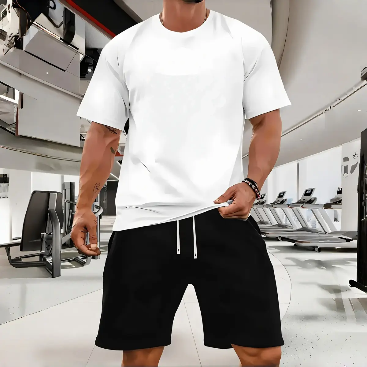 Men's 2 Piece Short Set Quick Dry T Shirt and Shorts Summer Athletic Outfit Lightweight Breathable 3D Fabric Casual Gym Workout Tracksuit Solid Color Loungewear for Running Training Outdoor Travel Daily Wear