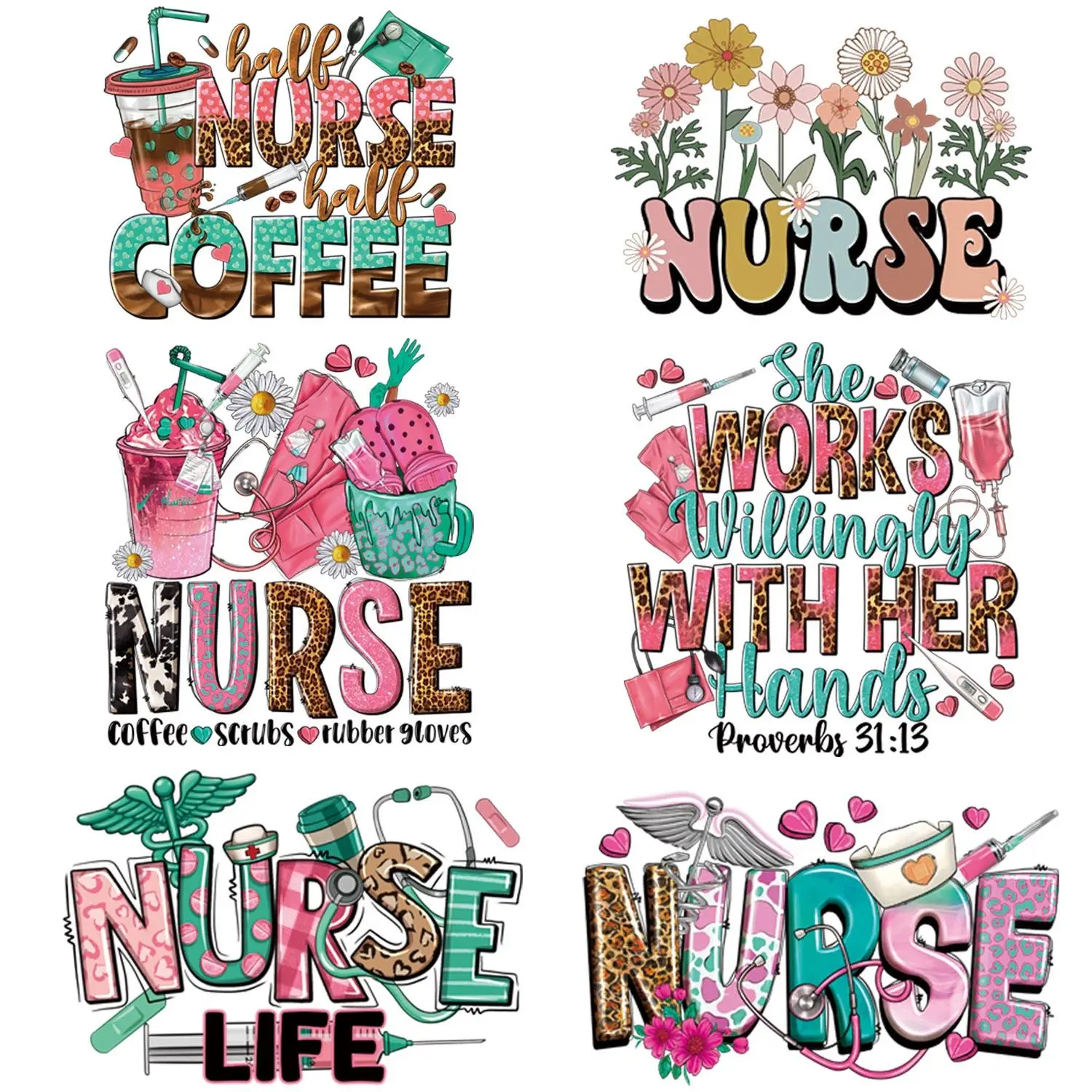 Clothing Transfer Patch, 6pcs Cartoon Letter Pattern Iron on Patch, DIY Clothing Decoration for T-shirt, Jeans, Hoodie