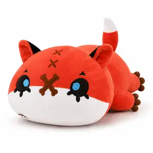 CHUBBYJOY Dark-Cute Stitched Fox Plush Toy, 12Inch 20Inch Soft Zombie Fox Stuffed Animal, Chubby Fox Plush Pillow Filled with PP Cotton, Cute Spooky Room Decor Gift for Kids Teens Adults