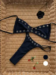 2026 New Spring Summer Bikini Two-Piece Swimsuit for Women, Style Sexy Backless Triangle Tight Fit Swimwear