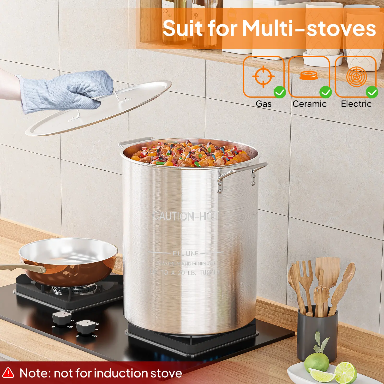 ROVSUN 36/44/50/62/82/102QT Stainless Steel Seafood Boil Pot with Strainer Basket, Lid & Hook, Versatile Stock Pot for Crab, Lobster, Shrimp Boiling, Heavy-Duty Turkey Fryer Pot for Outdoor Cooking & Gatherings Kitchen Cookware