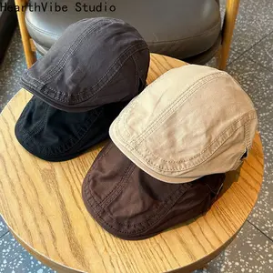1pc Forward Hat Solid Color Retro British Style Newspaper Hat for Men and Women Simple Versatile Literary Beret for Daily Wear