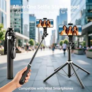 50" Phone Tripod Selfie Stick with Bluetooth Remote & Phone Holder, 360° Rotation, Compatible with iPhone & Android – Travel Vlogging & Content Creation