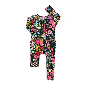 Cassandra RUFFLE ZIP Super Soft & Comfortable 2-Way Zipper Bamboo Viscose Baby Romper with Mitten Cuff & Fold-Over Foot Newborn to 24m