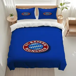 3Pcs FC Bayern M nchen logo Pattern Printed Polyester Bedding Set, Fashion Design, Perfect Christmas & Birthday Gift, 1 Duvet Cover 2 Pillowcases (No Insert)