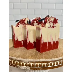 Halloween Soap - Red Delicious Apple Scented, Coconut & Olive Oil, Shea Butter, Cold Process Cleanser, 4.5 oz Bar for Body Care