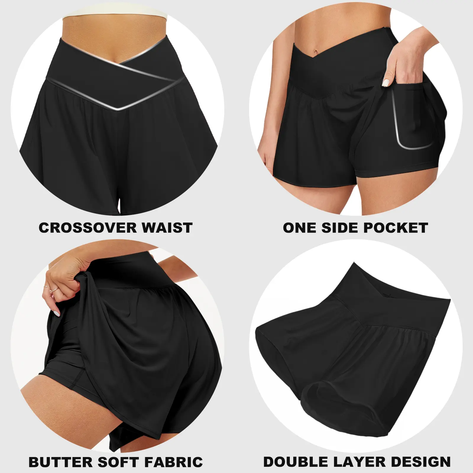 Laies SKORTS Flowy Shorts For Women Butterfly Shorts 2 In 1 Athletic Laies SKORTS Flowy Shorts For Women Butterfly Shorts 2 In 1 Athletic