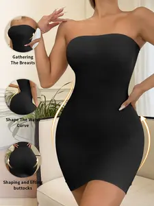 Seamless Strapless Shaping Dress for Women, Skin-Friendly Shapewear Bodycon Base Dress, Solid Color Bodysuit for All Occasions