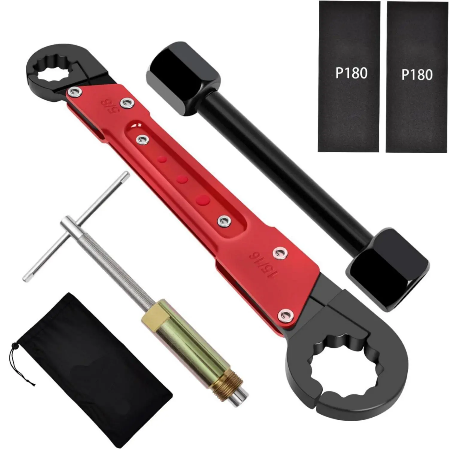 6-Piece Plumbing Tools Kit with Angle Stop Wrench & 1/2-Inch Compression Sleeve Puller – Professional Plumber's Wrench, Sandpaper & Storage Bag for Frozen or Corroded Angle Stops – Complete Repair Set for Faucet and Valve Maintenance