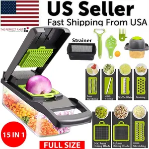 15-in-1 Vegetable and Fruit Chopper Dicer Slicer - Multi-Functional Kitchen Tool for Onions, Veggies, and More - Effortless Food Prep for Home Chefs