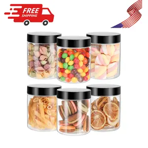 6 Pack Plastic Jars with Lids, 8 oz Clear Storage Container, Leakproof Plastic Mason Jars