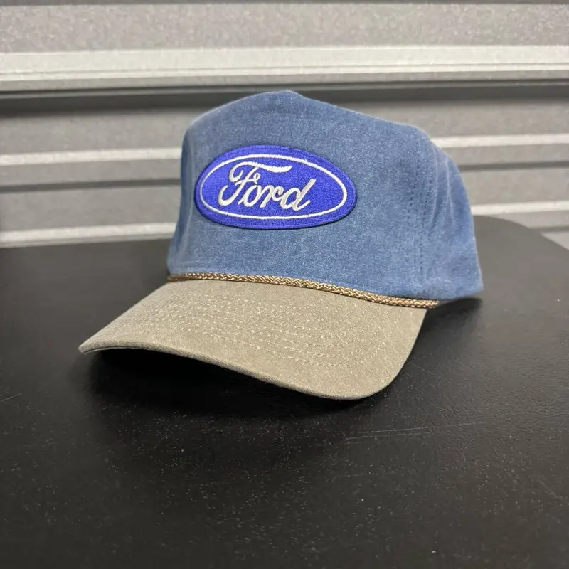 Ford Blue/Sand Washed Vintage Trucker Hat Mesh Cap