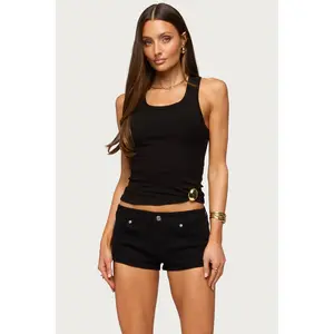 Klyah Metal Pendant Ribbed Tank Top