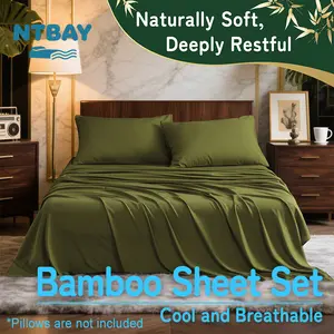 NTBAY Bamboo Sheet Set, Cooling & Breathable Bedding, Temperature Regulating, Soft Eco-Friendly Bamboo Blend, Hotel Quality Sheets