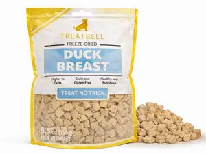 TREATBELL 5.5 oz 100% Duck Freeze-Dried Pet Treats Natural Low-Fat Training Food Grain-Free Snack for Dogs Cats High-Protein Single-Ingredient