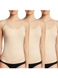 ToBeInStyle Women's Pack Of 3 Fitted Slimming Adjustable Spaghetti Strap Camisole