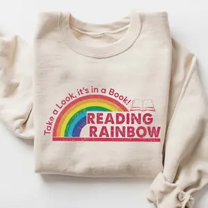 Reading Rainbow Sweatshirt, Rainbow School Crewneck, Bookworm Sweatshirt, Librarian Sweatshirt, Teacher Appreciation, Book Lover Gift