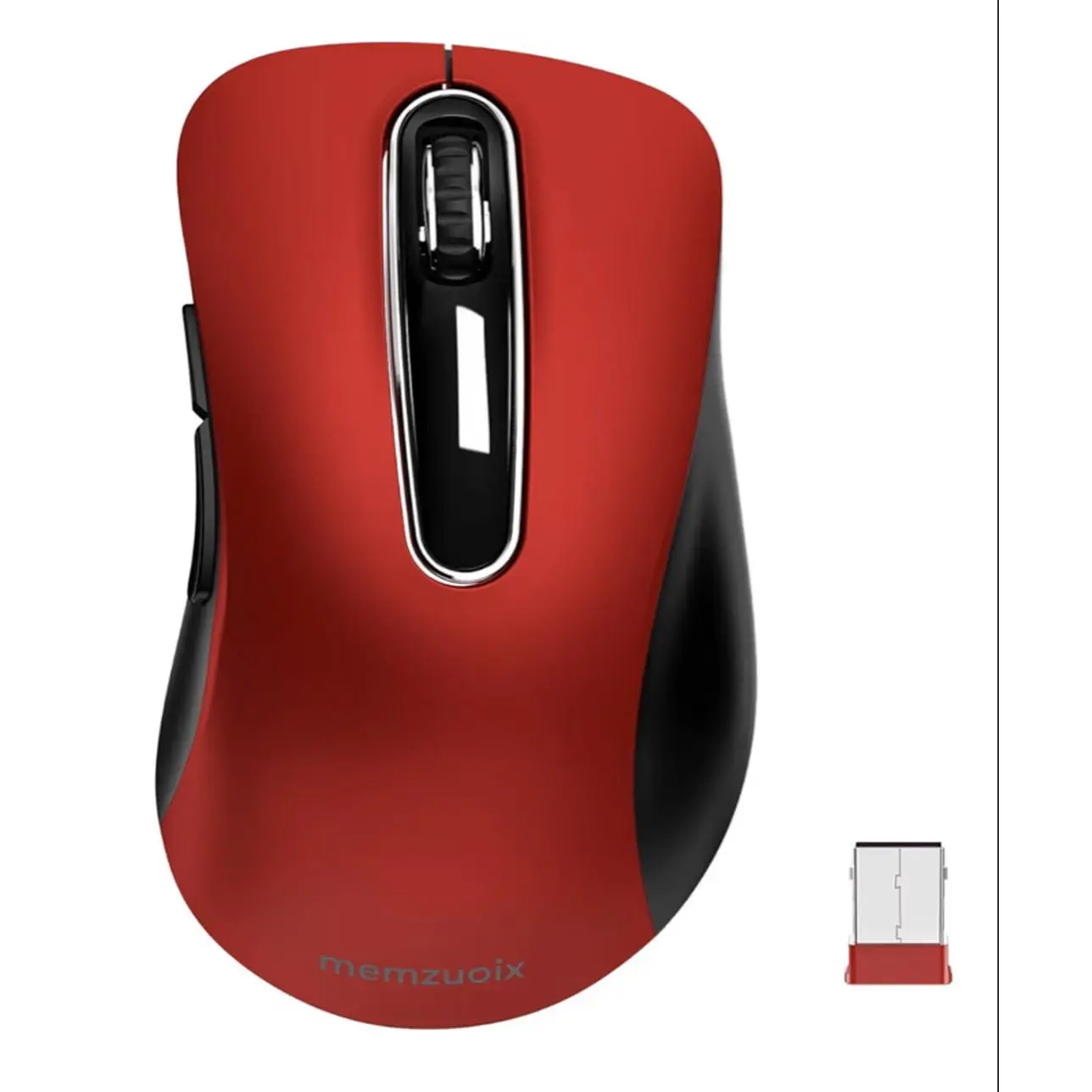 memzuoix 2.4G Wireless Mouse, 1400 DPI Mobile Optical Cordless Mouse with USB Receiver, Portable Computer Mice for Laptop, PC, Desktop, MacBook, 5 Buttons, Red