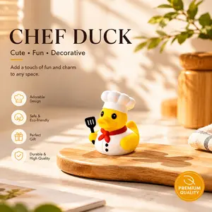 A 3D-printed statue of a chef duck—Cute Duck Design, perfect as a gift, home decor, desk ornament, or for collectors of fantasy creatures. Made of PLA. Ideal for birthdays, holidays, Christmas, and Halloween decorations.