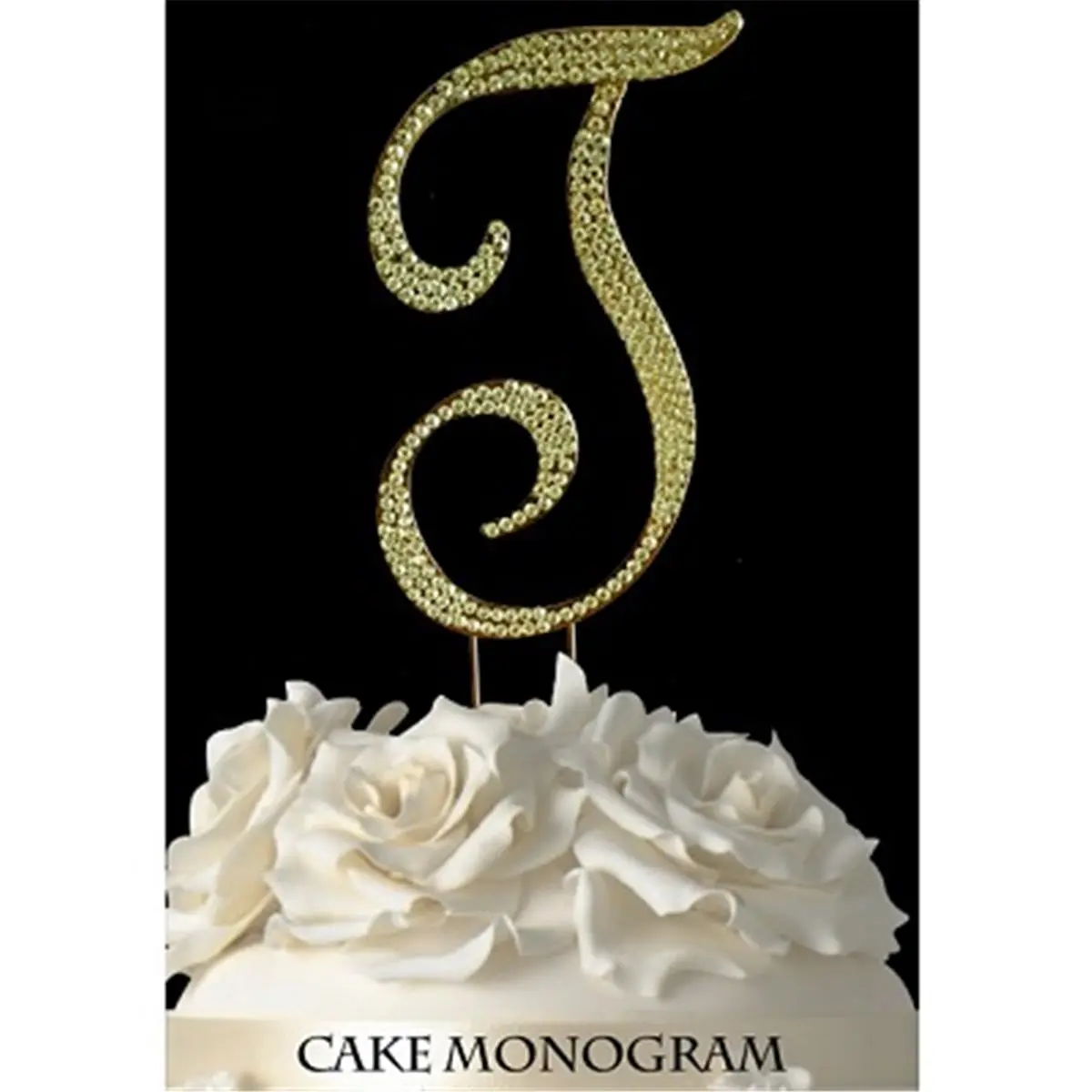 212 MAIN Elegant Gold Rhinestone Monogram Cake Topper - Letter T, 4.5in, for Wedding, Anniversary Festive Party Supplies Home Decor, Elegant Cake Toppers