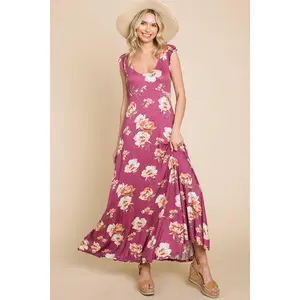 Floral Printed Scoop Neck Maxi Dress