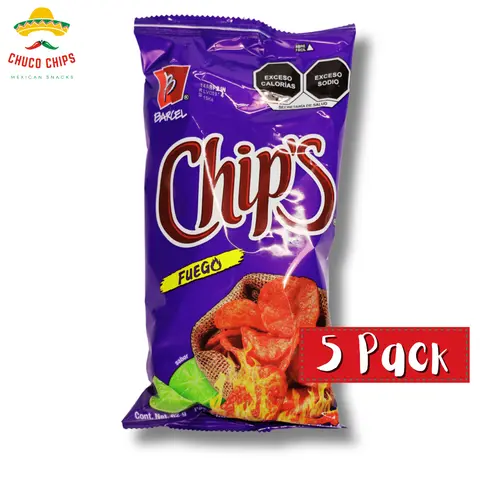 Chips Fuego Barcel  | 5 Pack of Chips | Authentic Mexican Chips | Snack Crunchy Crispy Spicy | Mexican Chips & Snacks by Chuco Chips